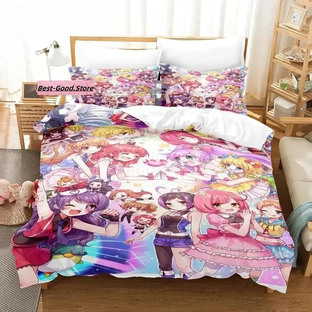 3D Kawaii Girls Idol Time Pripara Bedding Set Single Twin Full Queen King Size Bed Set Adult Kid Bedroom Anime Bed Sheet Set