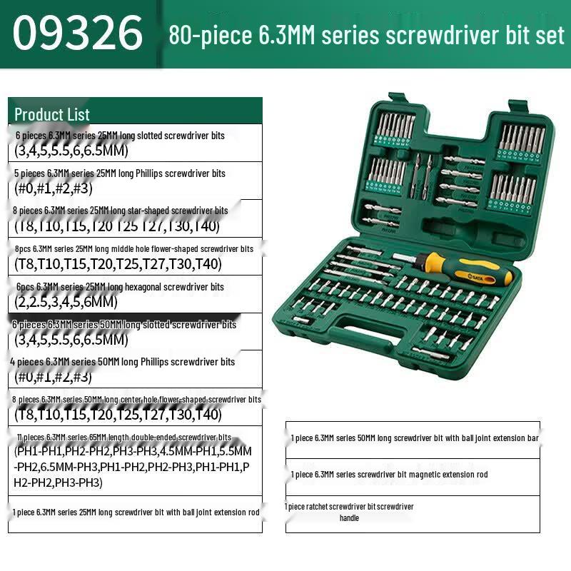 SATA 1/4 inch Drive 80-Piece Screwdriver Bit Set
