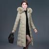 Vinter medellång dunjacka över knäet, plusstorlek, förtjockad kappa för medelålders och äldre mödrar