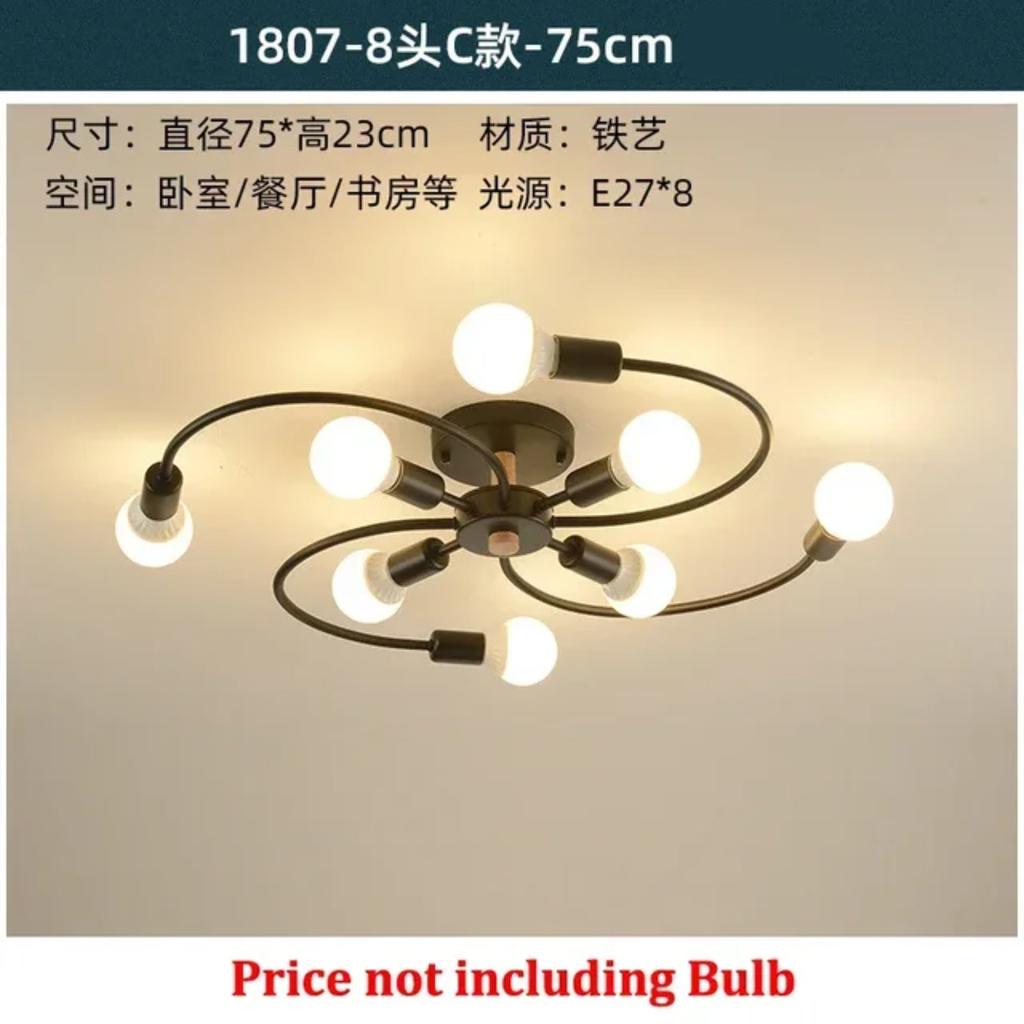 New Vintage Retro Black Iron Ceiling Chandeliers with 3 5 8 Pipes - Classic Loft Lustre for Living Dining Room Decor, Timeless E