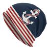 Custom Navy Blue Stripes Nautical Anchor Boat Bonnet Hat Knit Hat Unisex Women Hip Hop Unisex Winter Warm Skullies Beanies Caps