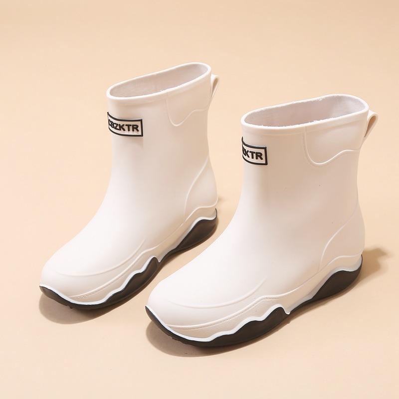

Medium tube rain shoes men s and women s rubber shoes wear non-slip water boots thick-soled water shoes velvet short tube rain boots women 36 білий
