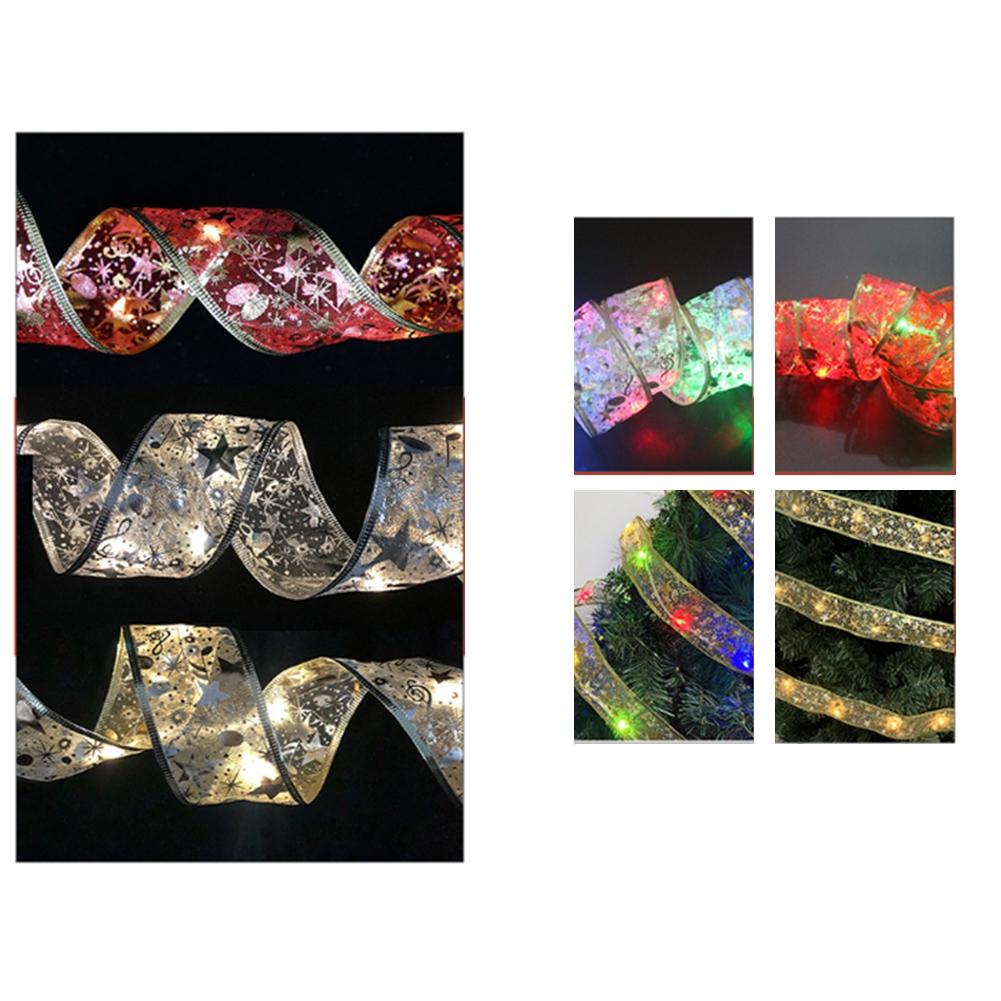 Dekorativní LED vánoční ozdoby s světelnými řetězy a mašlí