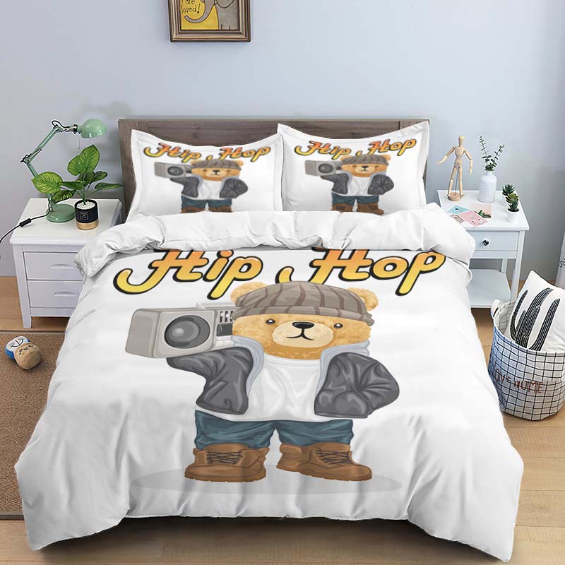 Bärenprint Digitaldruck Polyester Bettwäsche Sets Mädchen Bettbezug Jungen Bettdeckenbezug Set Für Teenager Queen Bettbezug 2 Stück Kissenbezug