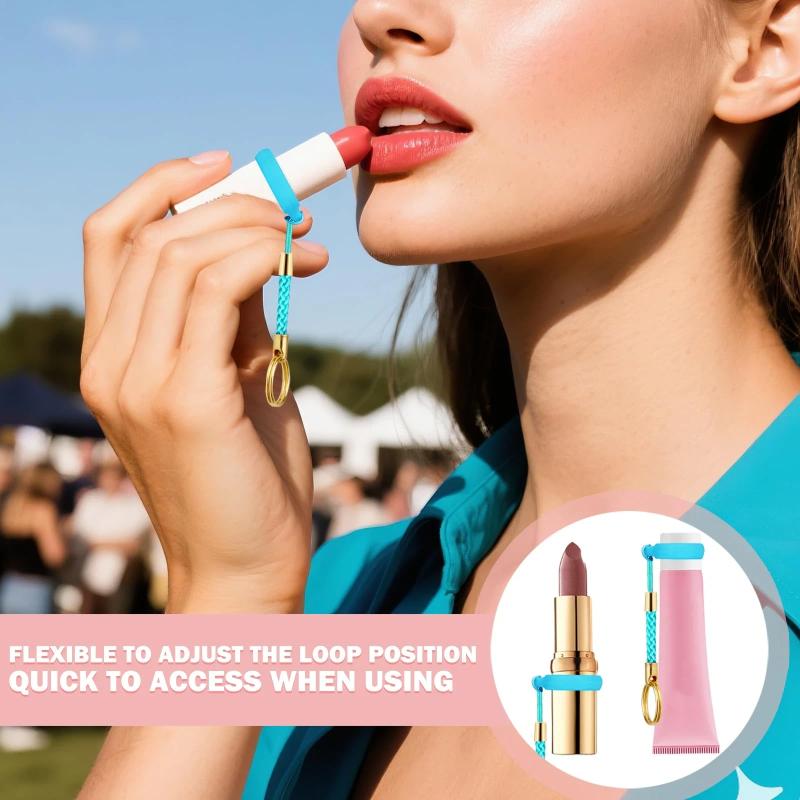 1Pcs Lip Balm Holder Keychain with Soft Braided Lanyard Lightweight Lip Gloss Carrier for Women Girls Daily Outdoor Travel