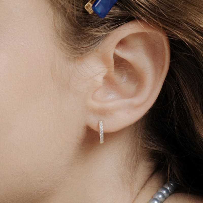 HAS [Silver925] HTY032 Tennis Cubic One Touch Earrings