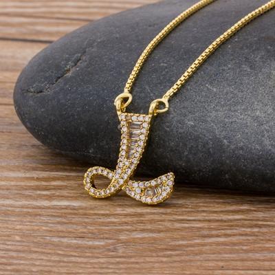 Nidin Light Luxury A-Z 26 Letters Necklace Zircon Pendant for Women Initials Name Necklace Fashion Party Wedding Jewelry Gift