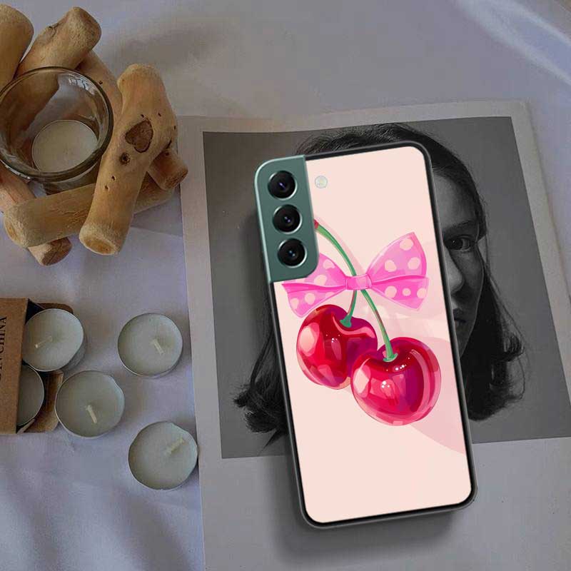 Cherry Bow Phone Case For Samsung A17 A14 A24 A34 A54 A03S A04S A13 A23 A33 A53 A70 A50S A30 A40 A51 A41 A20E A73 A71 A31 A21 A2