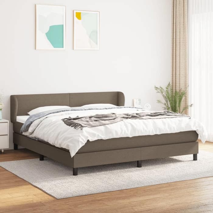 3126105 vidaXL Lit à sommier tapissier avec matelas Taupe 180x200 cm Tissu