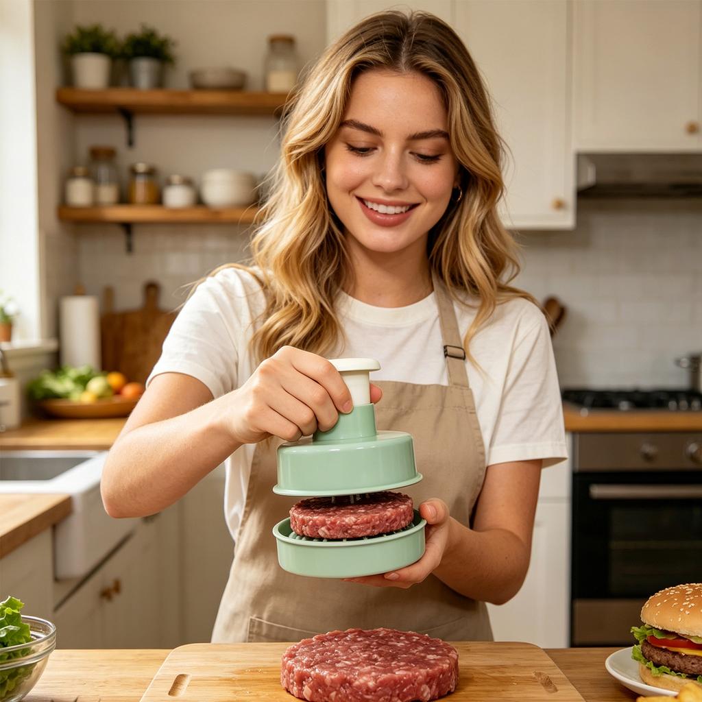 Multifunctional Kitchen Burger Press Meat Patty Maker Plastic Round Patty Mold Hamburger Patty Press for Homemade Cooking