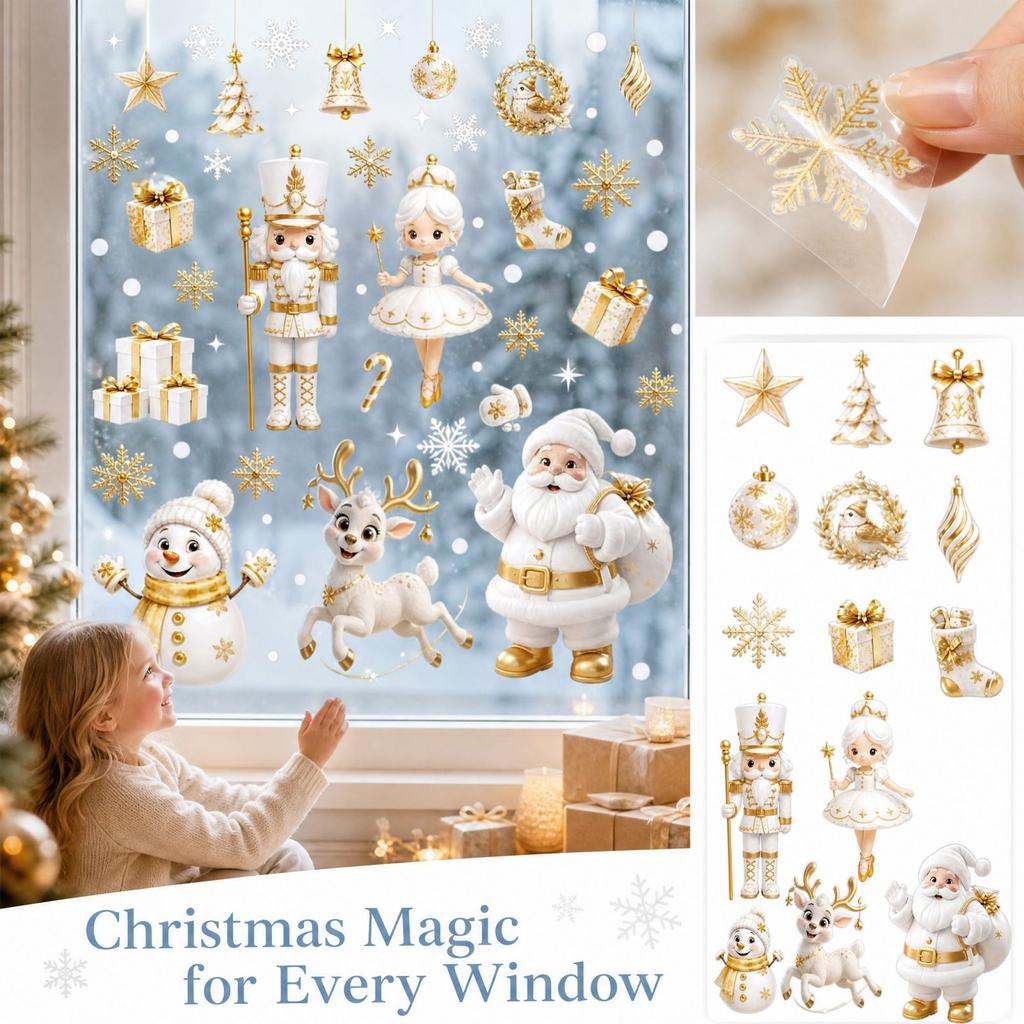 Christmas Snowflake Static Cling Window Stickers for Glass and Wall Decor