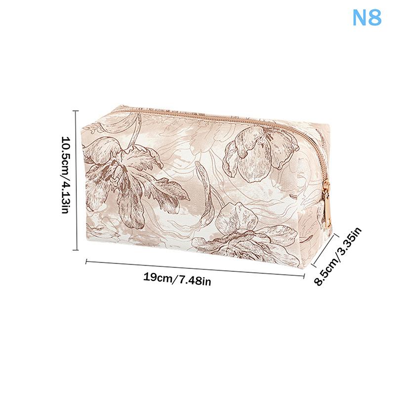 

Elegant Portable Makeup Bag Lace Floral Pattern Cosmetic Storage Bag With Handle Large Capacity Travel Toiletry Pouch For Women