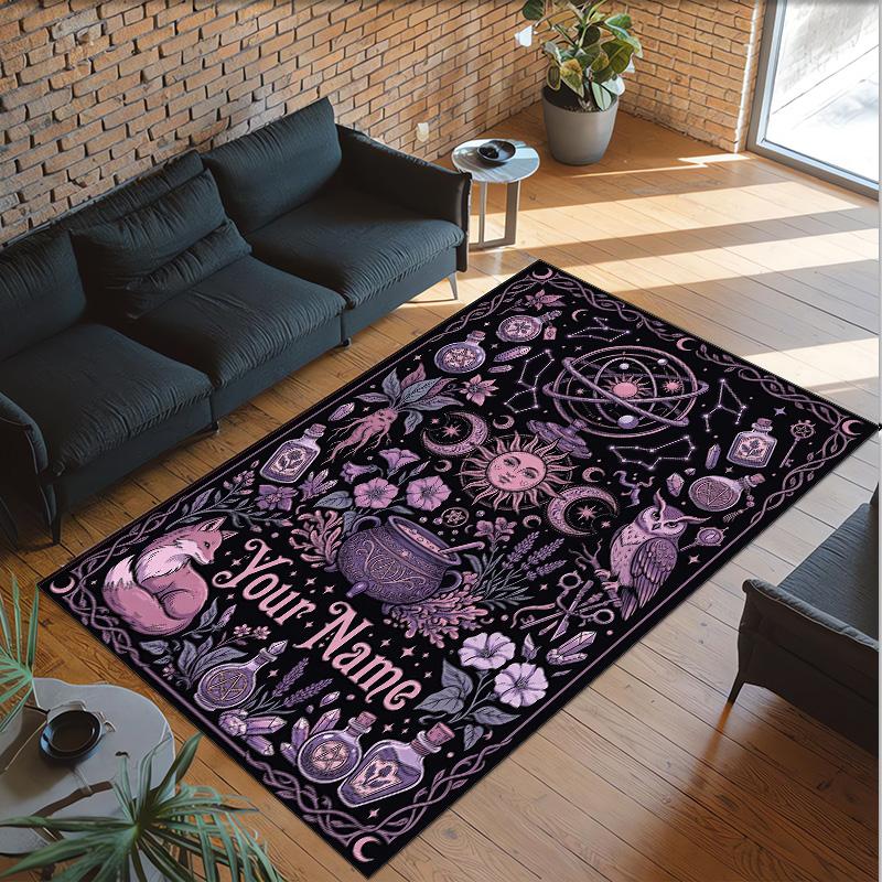 Landscape Theme Crystal Velvet Floor Rug Personalized Custom Name Text Warm Carpet Home Decoration