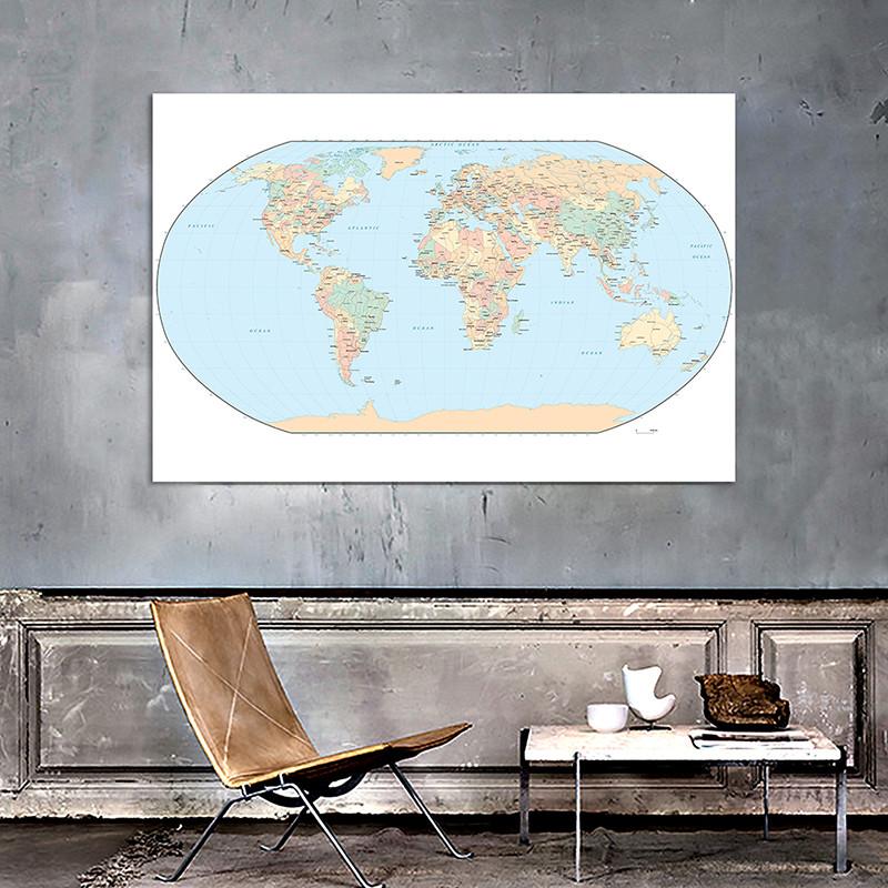 Standard Map World Map with National Flag Classic Edition Map of The World Posters and Prints for School Supplies