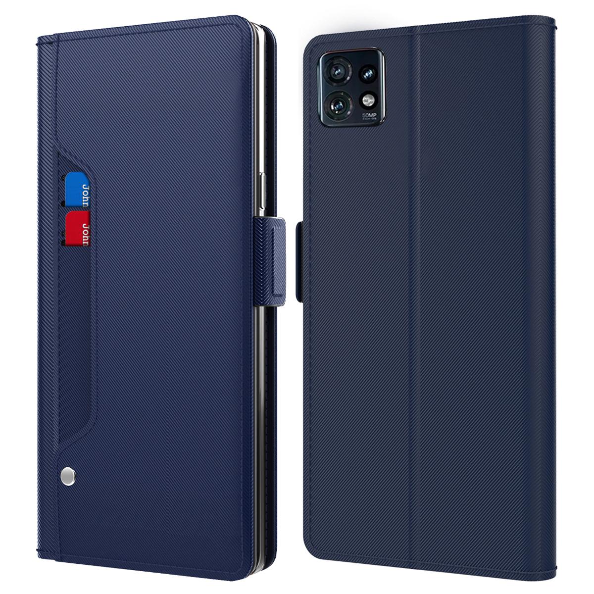 

Leather Flip Cover for Motorola Edge 40 Pro 5G/Moto X40 5G Shell with Mirror Card Holder Stand Phone Case Blue