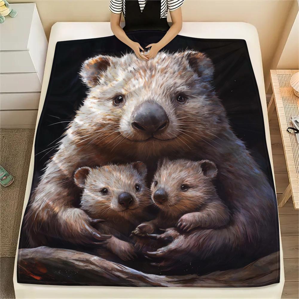 1Pc Eagle Bird Family Print Flannel Blanket, High Quality Comfortable for All Seasons, Home Decor, Warmth and Comfort, Perfect for Christmas Gifts