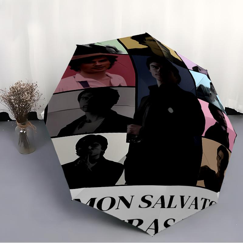 Printed The Vampire Diaries Folding Umbrella,Outdoor,Leisure,And Travel Umbrella,Durable Umbrella Fabric,Birthday And Holiday Gift