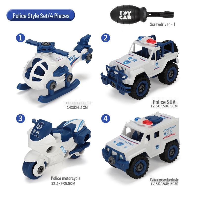 

DIY Detachable Engineering Vehicle Toy Set for Boys - Screw Assembly Educational Disassembly and Sliding Model