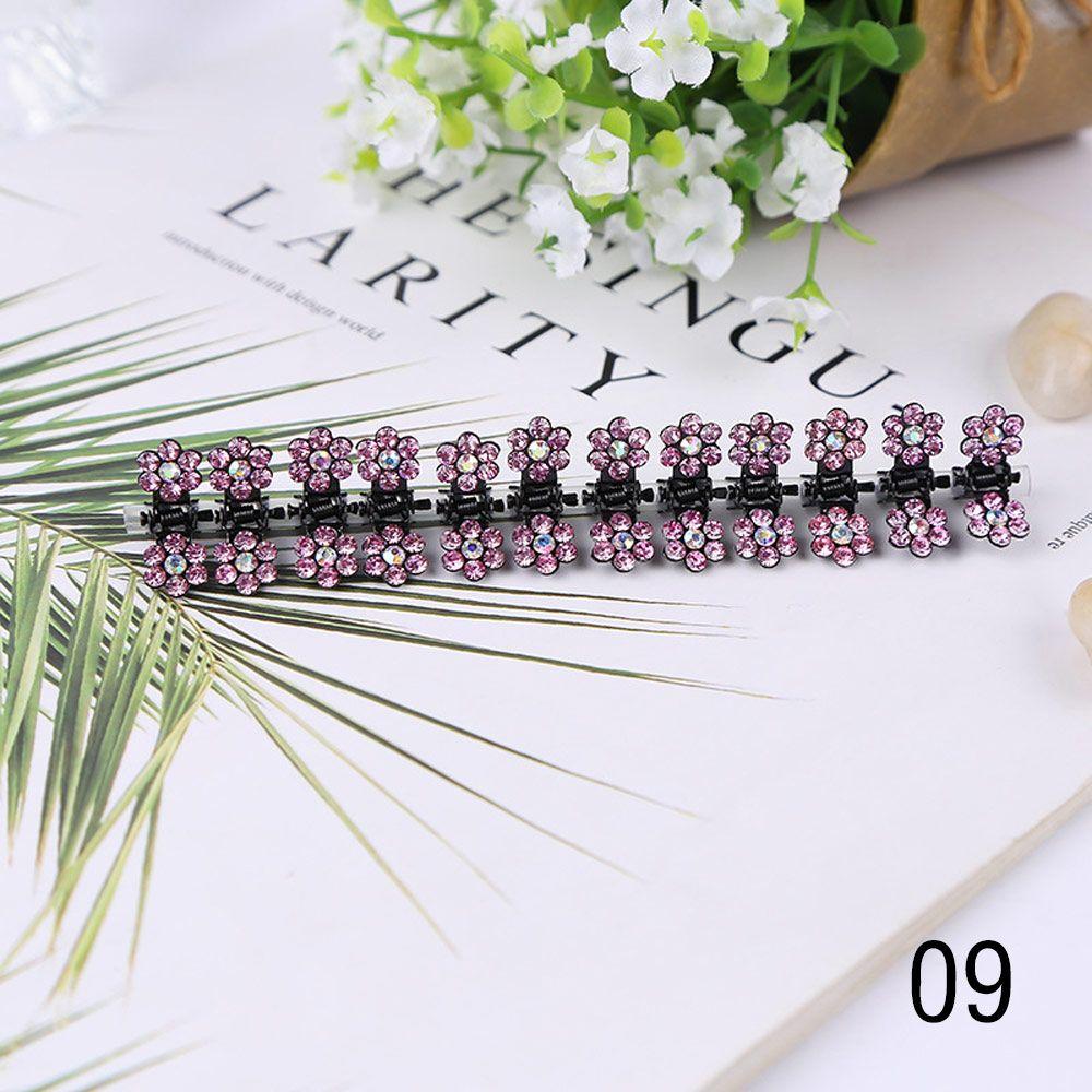 Fashion Glitter Flower No-Slip Grips Girls Rhinestone Hair Clips Mini Hair Claws Metal Clamps