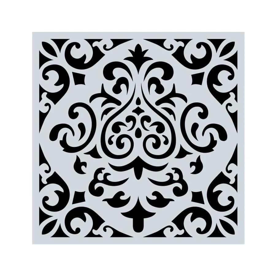 1Pc 15x15cm Beautiful Mandala Pattern Hollow Carving Stenclis Wall Brick Painting Auxiliary Spray Paint Coloring Mold White PET