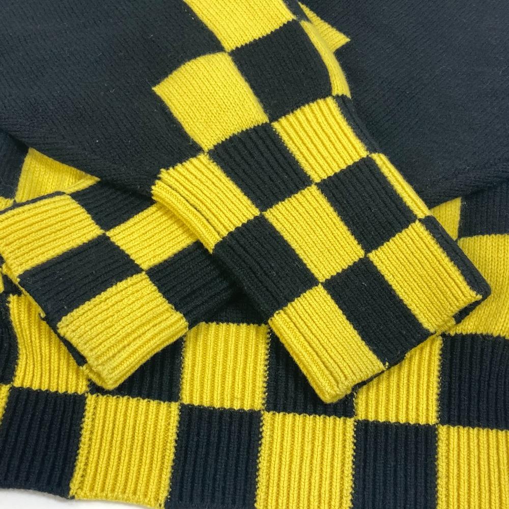 Louis Vuitton Apparel Checkerboard Knit Long Sleeve Sweater Yellow X Black