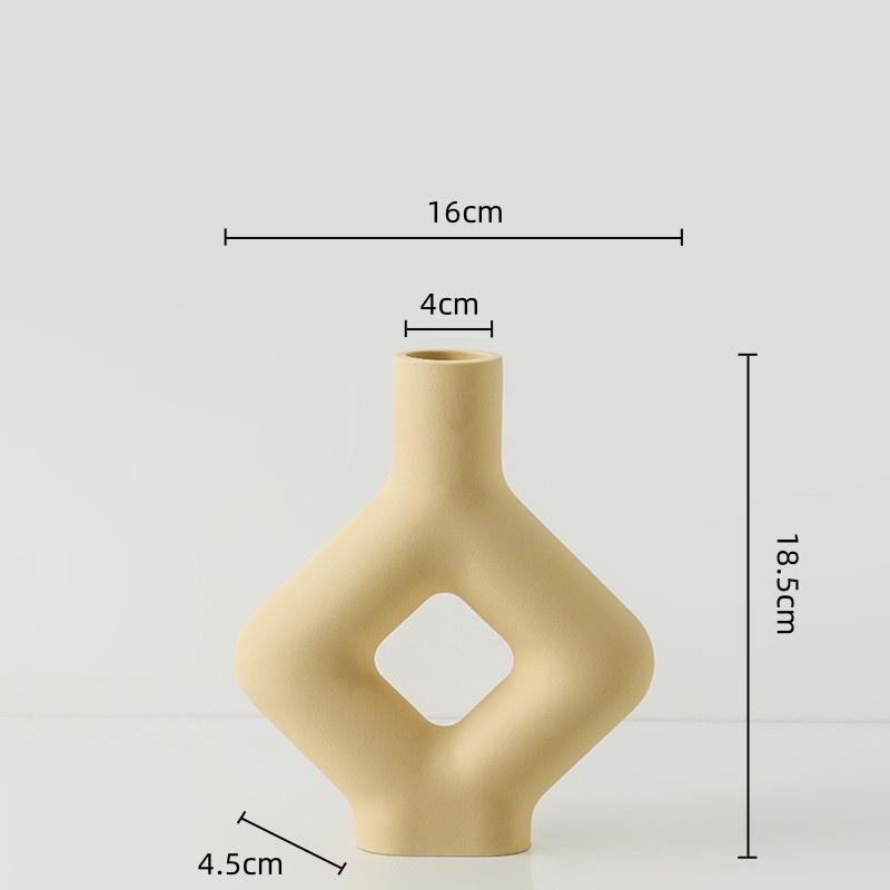 Creative Geometric Pipeline Ceramic Vase Hollowed-out Letters Flower Vase Flower Arrangement Accessories Flowerpot Home Decor