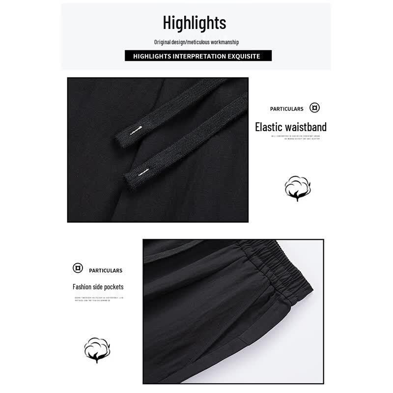 ROMON Men's Cotton-Linen Ice Silk Casual Trousers