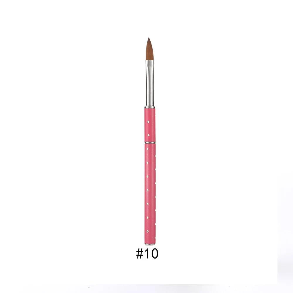 Acrylic Nail Art Brush Metal Handle Diamond Imitation Kolinsky Hair Painting Carving Pen Professional Manicure Beauty Tool