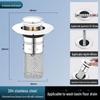 304 Stainless Steel Copper Core Bounce Washbasin Drainer with Anti-Blocking Filter