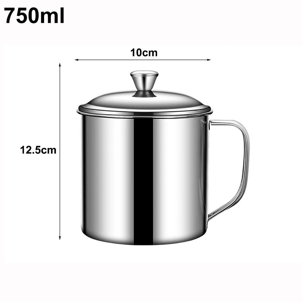 New 350-1250ml Mug Handle Design With Lid Tea Cup 304 Stainless Steel Drinkware Camping