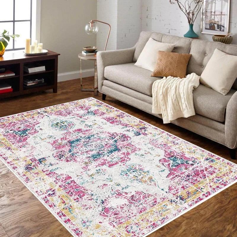 Vintage Style Morocco Luxury Living Room Carpet Ethnic Red Large Decoration Room Rug for Bedroom Soft Fluffy Lounge Floor Mat