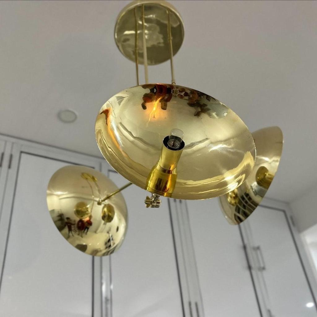 3 Light Sputnik Chandelier Mid Century Modern Polished Brass Pendant Light Fixtures