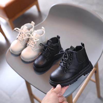 Kids Boots for Boys Black Beige Versatile Girl's Ankle Boot Fashion Spring Autumn Children's Causal Leather Boots Matte Non-slip