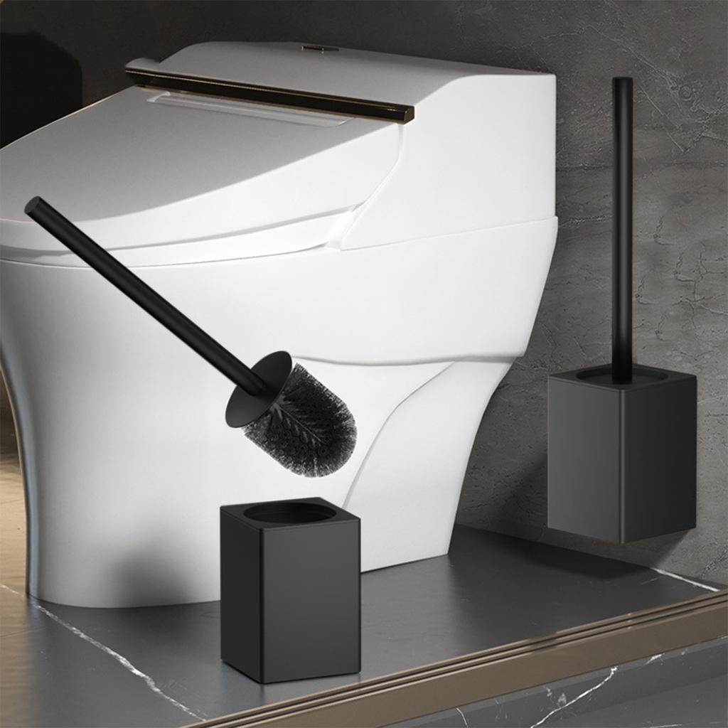 Toaletní kartáč Deluxe s nerezovým štětcem na toaletní mísy Moderní a kompaktní kartáč na čištění toalet Štětiny s dlouhou rukojetí pro čištění koupelny