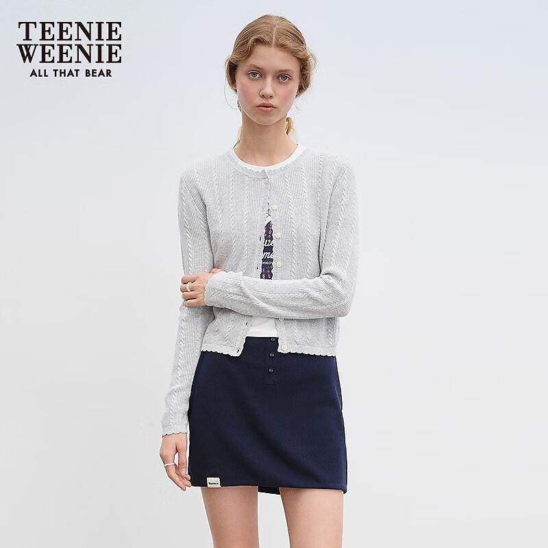 Teenie Weenie 2025 Autumn Lace Collar Knit Cardigan