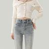 Women's Trendy Retro Micro-Flare Jeans, Autumn 2025, Versatile Slimming Light Blue Floor-Length Pants