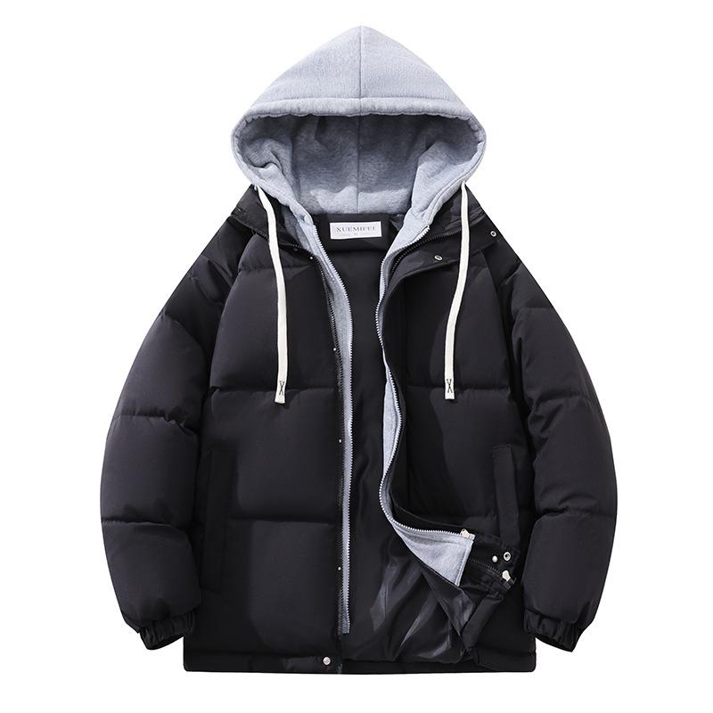 Fake Two-piece Down Jacket for Women, Winter Thickened Loose Cotton Jacket, New Cotton Jacket, Hooded Cotton Jacket