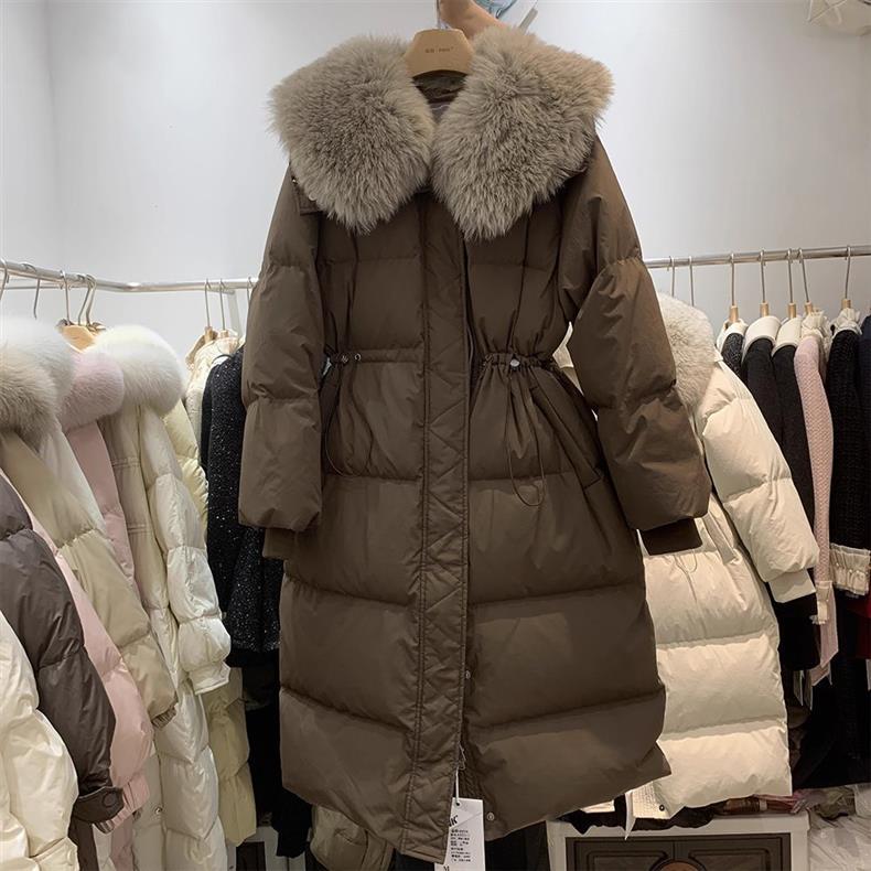 Winterjacke, lang, knielang, mit Daunen- und Baumwollfutter, dick gefüttert, Oversize-Baumwollmantel