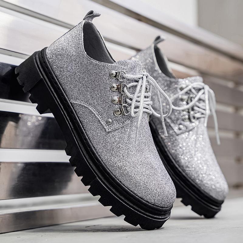 New Style British Style Men s Derby Shoes 2026 Spring Breathable British Style Thick-soled Casual Shoes 46 белый