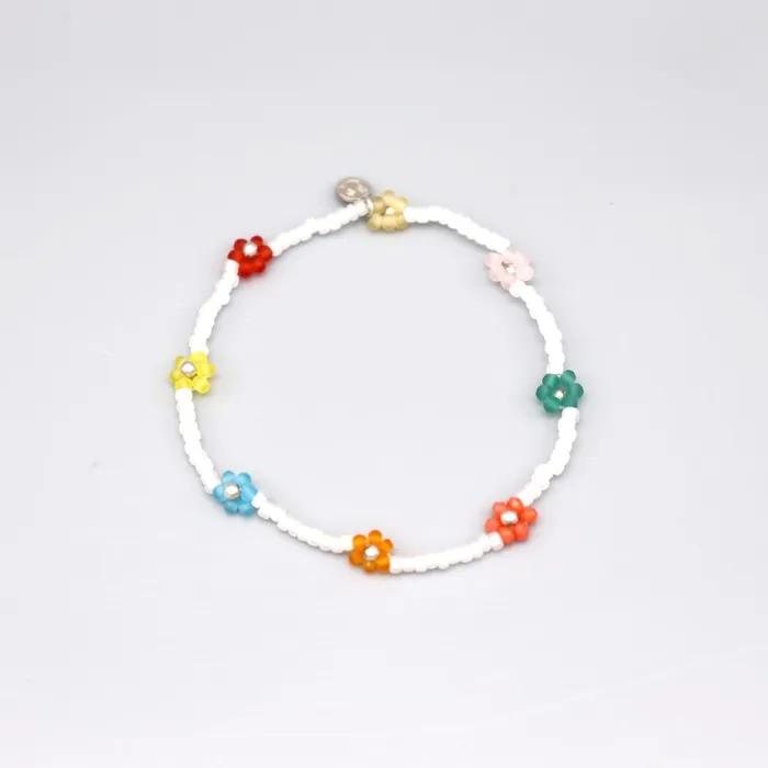 Flower Crush Multi-Color Beads Bracelet Smile Charm Multi-Color Flower Bead Bracelet
