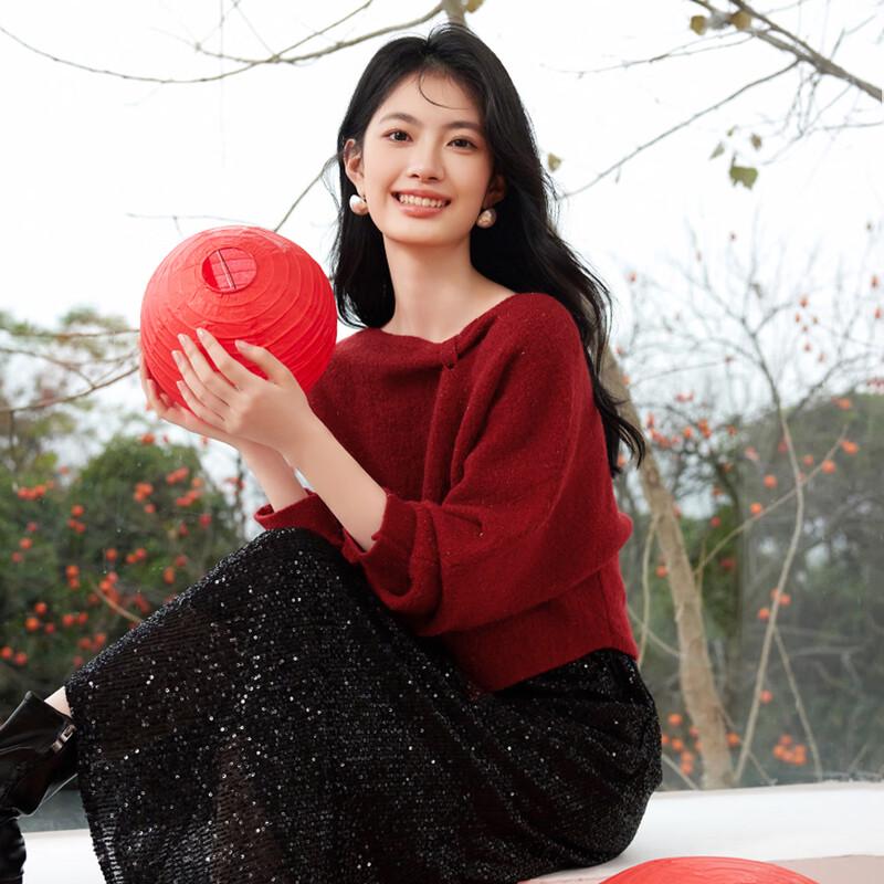 Elegant Retro Red Bow Knit Cardigan