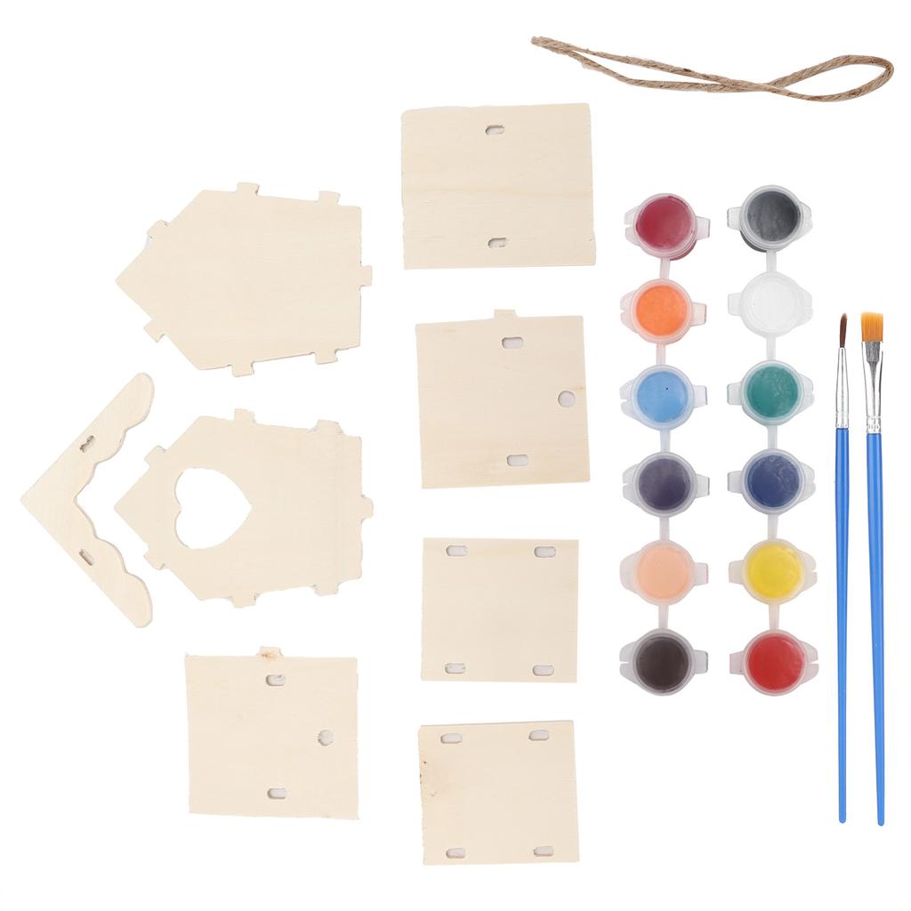 Wooden Birdhouse Kit DIY Paintable Birdhouse Building Kit for Kids Own Crafts DecorationCarving