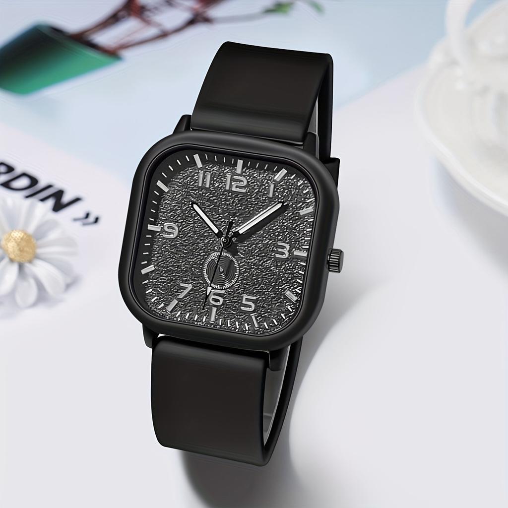 Square Watch Women's Silicone Tape Digital Disc Quartz Watch Men's and Women's College Style Student Watch