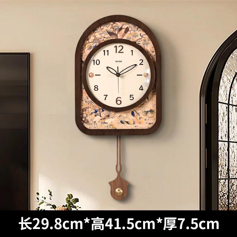 

Creative silent light luxury wall clock living room home non-punching clock retro high sense 2025 new wall clock 29.8X41.5X7.5CM