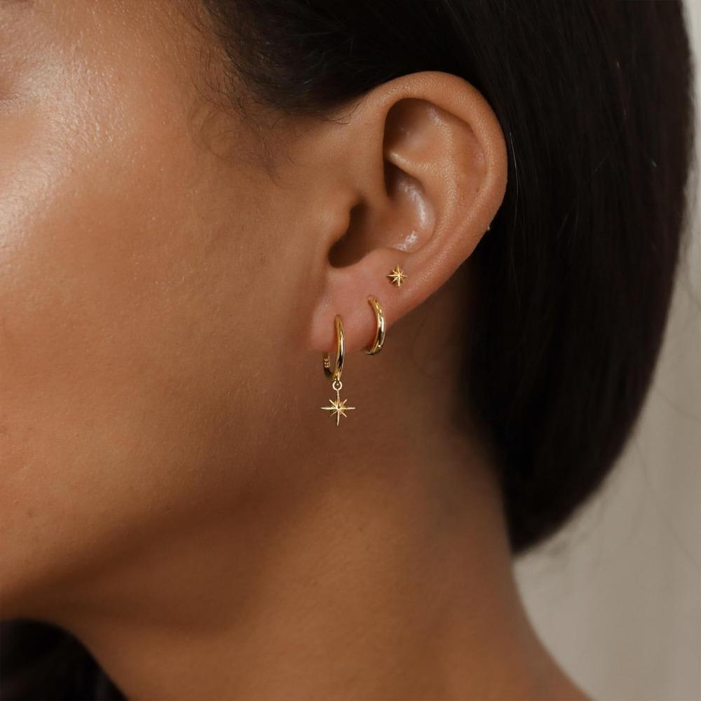 Trendy Stainless Steel Round Star Dangle Earrings Set for Women Punk Unisex Rock Earring Jewelry
