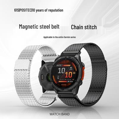 61S High-End Milanesiskt Magnetiskt Stålarmband för Garmin Fenix 7/8 & 965