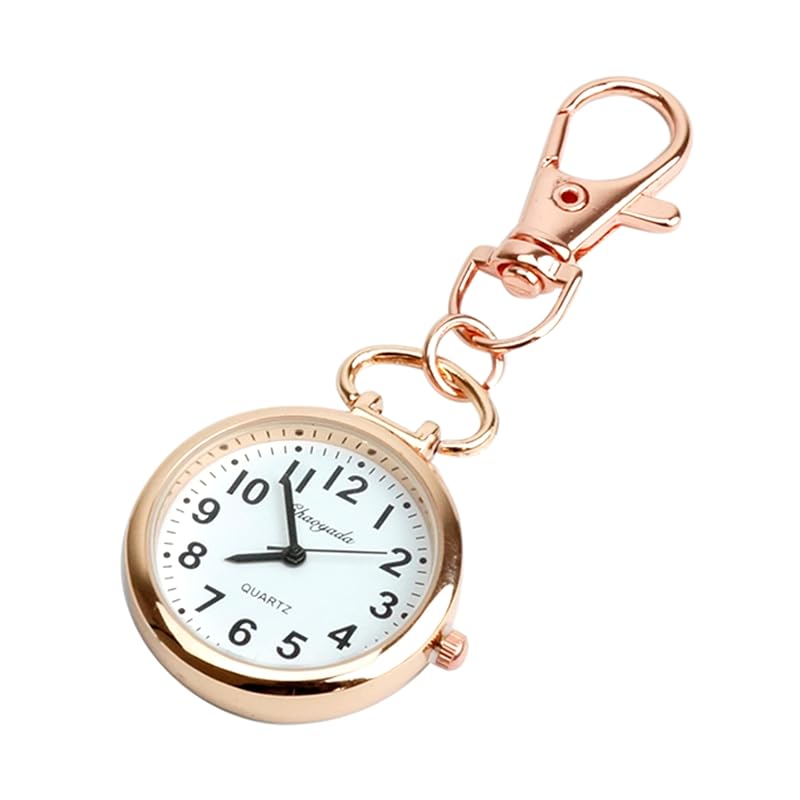 KOYOKOMA Nurse Watch, Reverse Clock, Simple Design, Carabiner Clip, Men's & Women's, Backpack Bag, One-Point Accent (Pink Gold x Black)