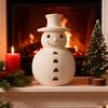 Handmade Terracotta Snowman Figurines White Clay Winter Decor Holiday Rustic Ornament Indoor Outdoor Christmas Decoration