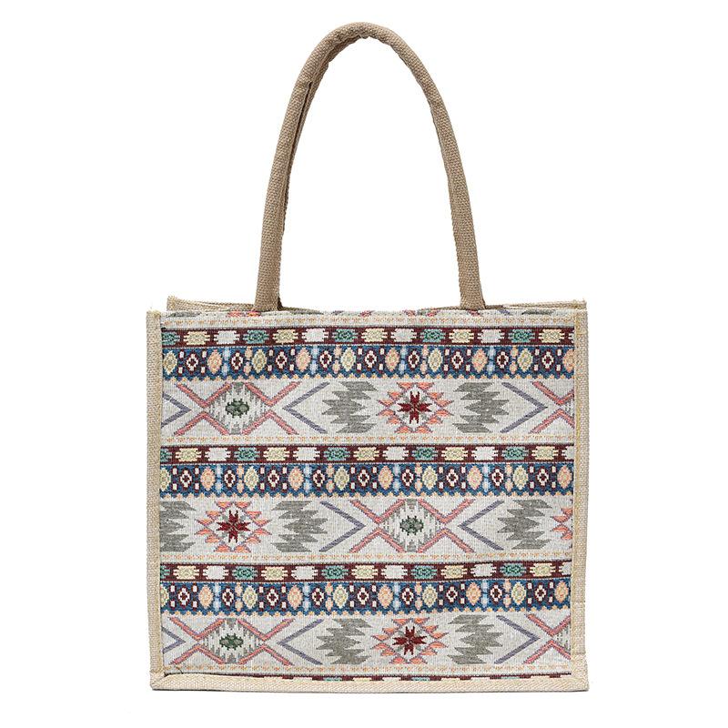 

Хлопковая и льняная весенняя новая сумка, портативная льняная сумка большой вместимости для бэнто бежевый