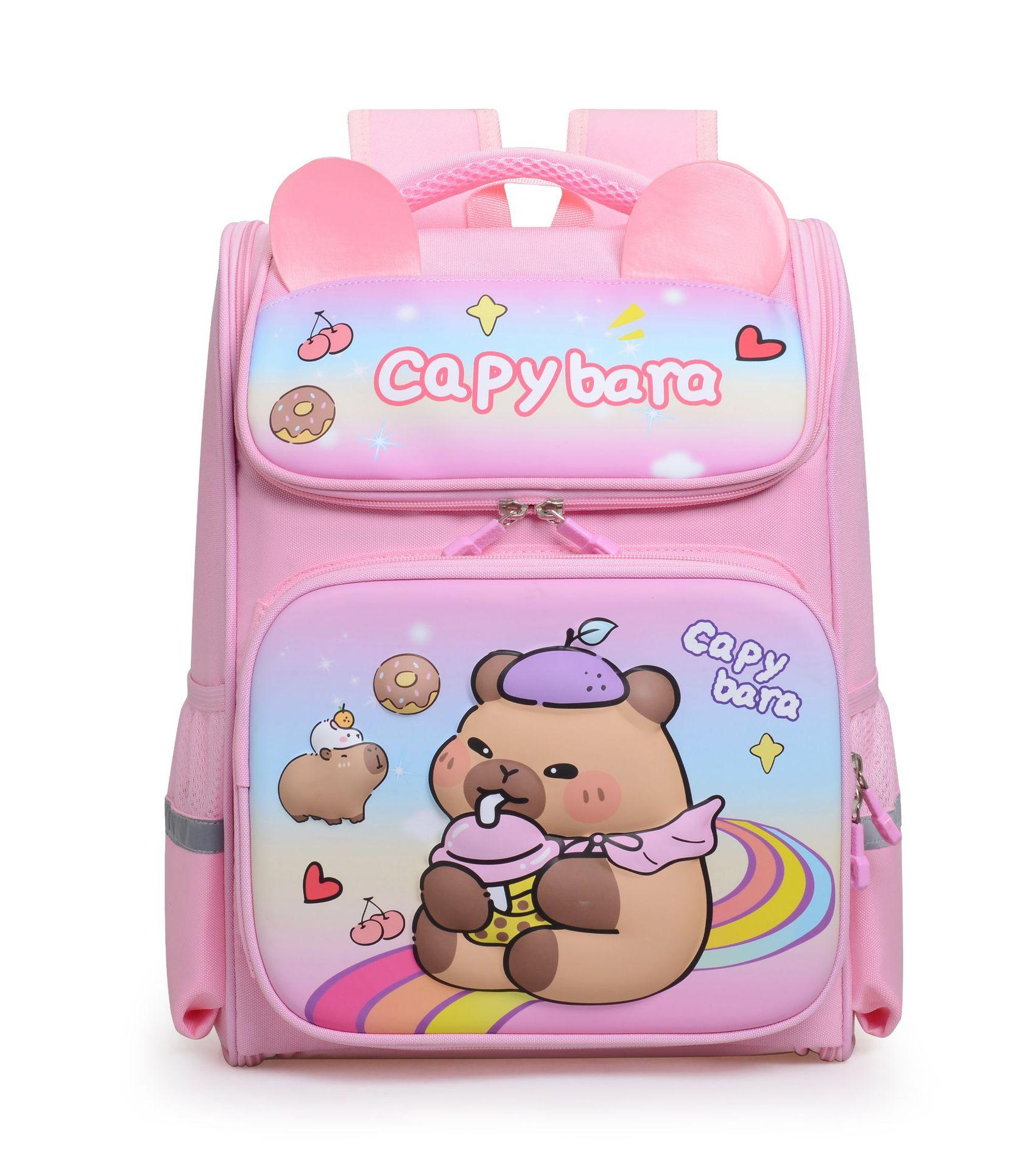 

Elementary school bag cute small backpack boys and girls cartoon children s backpack рожевий